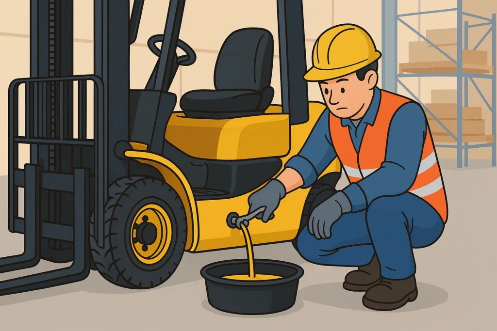 menguras oli forklift diesel reandy khazhen training